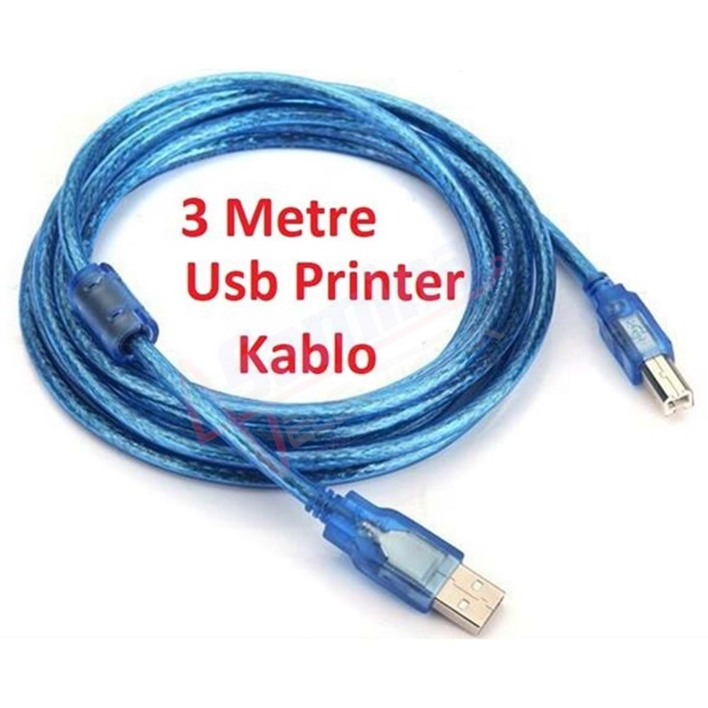 USB 2.0 Version AM BM Erkek-Erkek Kablo 3Mt (Yazıcı Kablosu)