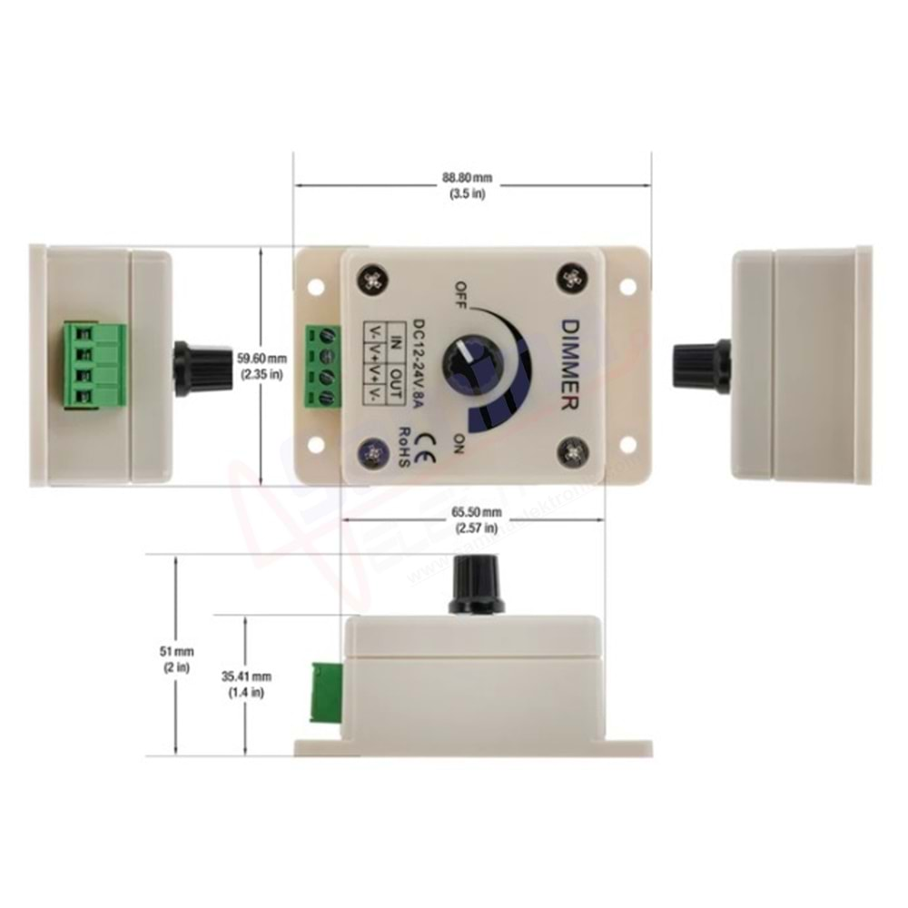 Saminatronik 12-24VDC 8A PWM Dimmer Controller