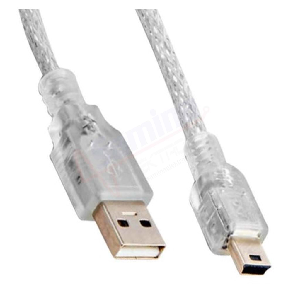 S-Link SL-UK55 USB 2.0 Şeffaf Usb Mini 5 Pin Kablo 5 Metre