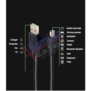 Saminatronik Mini USB to USB Data Şarj Kablosu 1,5mt Siyah