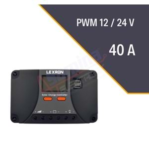 Lexron 40A 12-24V PWM Solar Şarj Kontrol Cihazı