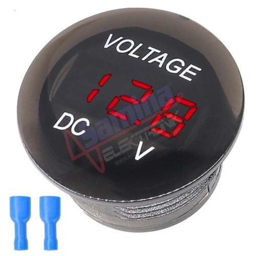 Saminatronik 12-24 VDC Led Digital Ekran Voltmetre Su Geçirmez