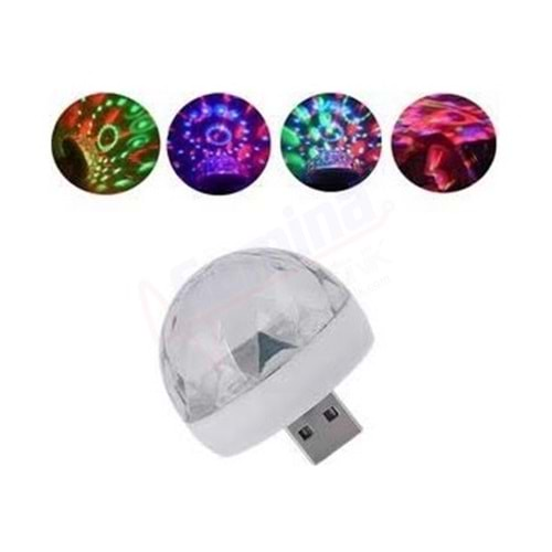 Saminatronik 4W Mini Led Disko Topu USB Bağlantlı Ses Duyarlı