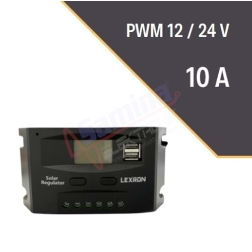 Lexron 10A 12-24V PWM Solar Şarj Kontrol Cihazı