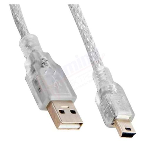 S-Link SL-UK55 USB 2.0 Şeffaf Usb Mini 5 Pin Kablo 5 Metre